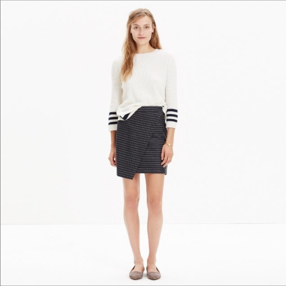 Madewell Asymmetrical Pinstriped Mini Skirt Sz 10 - Picture 2 of 7